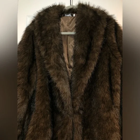 NWOT Women Faux Fur Coat Warm Mid Long Furry Long Sleeve Fluffy Outerwear Shaggy - Picture 5 of 10